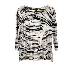 Women's Windswept Jacquard Top White Black Size S